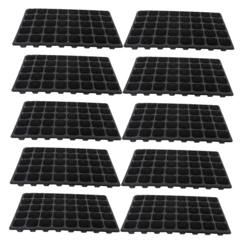 IWOWHERO 10 Unidades Bandejas para Semillero Celdas Propagador Jardín Plántulas Cultivo Interior Exterior Negro PVC