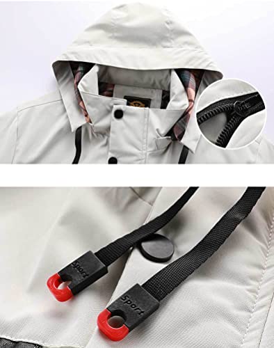 SevenDwarf Jaqueta masculina casual com capuz e zíper à prova de vento Jaqueta multibolsos para cami