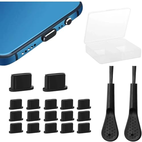 72 Pack USB C Dust Plug with Charging Port Cleaner, USB C Port Cover, USB C-Type Port Silicone Dust Covers,Compatible with 15, 16 Plus Pro Max...and Compatible with All USB C Ports (Black)