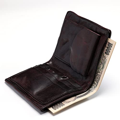 IJUN Handmade Vintage Small Bifold Wallet for Men - Full Grain Oil Vegetable Tanned Cowhide Leather (Chocolate)2