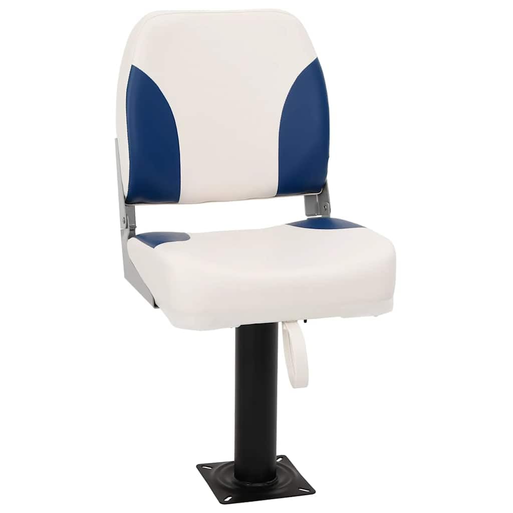vidaXL 1/2x Sedile per Barca Pieghevole con Cuscino Blu-Bianco 41x36x48 cm
