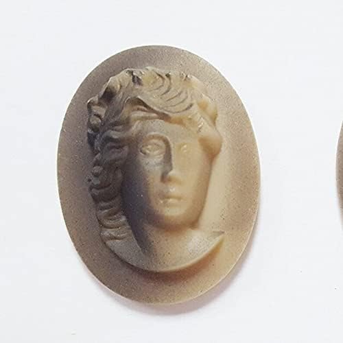 Vintage Glass Matte Tan Shadow Lady 1.339x1.024 in. Cabujón ovalado 3D de Alemania Occidental Cameo 211