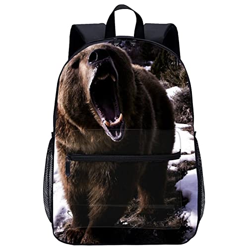 Mochila para portátil de oso 3D: bolso escolar informal para estudiantes y adultos 45cm