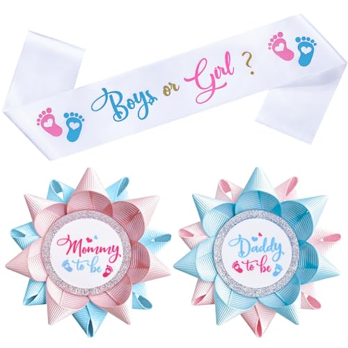 Mom to Be Pin Baby Shower Dad to Be Pin Boy or Gril Sash for Gender Reveals Party Mom to Be Sash Baby Shower Party Favors Decorations for Girls Pregnancy Photo Props Keepsake Gifts