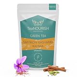 TeaNOURISH Saffron Kashmiri Kahwa | Loose Leaf Green Tea | Saffron, Cardamom, Cinnamon | Warming & Soothing Tea | Improves Digestion, Boosts Immunity | 100% NATURAL - 100g