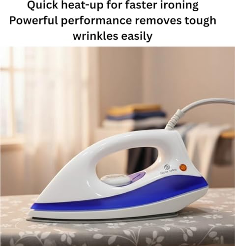 Image of Phuket Dry Iron 1000 watts | Premium Press | Electric iron for clothes | Anti Bacterial German Coating Technology | Powerful Heating | Perfect for gifting | Premium Iron | Blue