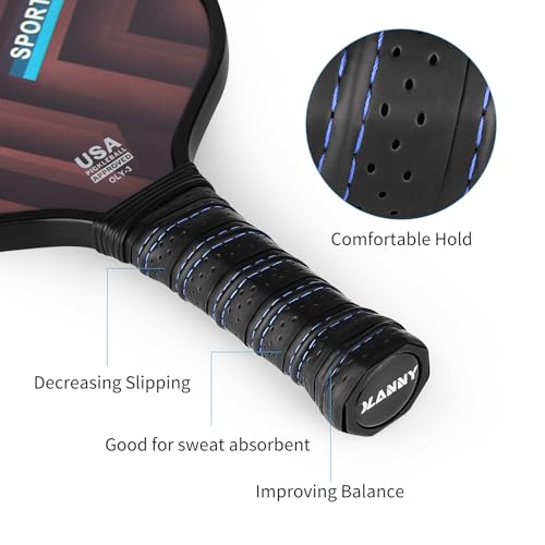 Image of OLANNY Graphite Pickleball Paddles Set- Premium Rackets Fiber Face & Polymer Honeycomb Core Pickleball Set Includes Pickleball Paddles + Pickleball Balls+ Replacement Soft Grip + 1 Bag
