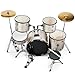 UDeuxff 22 Inch Adult Drum Set, 5-Piece Full-Size Drums Kit with Cymbal Stands, Hi-hat Stand, Sticks, Drum Pedal, Stool & Floor Tom for Beginner (Silver)
