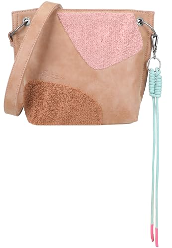 Sac bandoulière Fritzi03 en similicuir vegan brun avec smile floqué 22,5cm