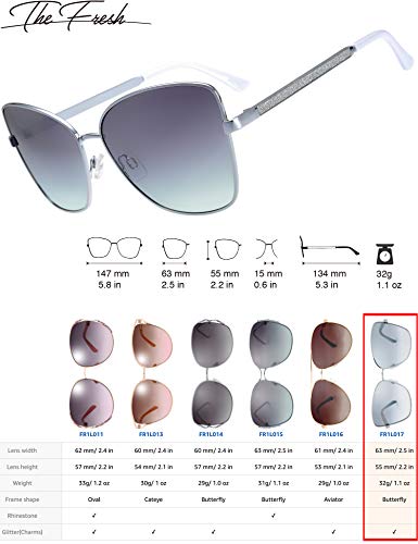 Classic Crystal Elegant Women Beauty Design Sunglasses Gift Box (L175-Silver, Grey/Green) #TOP2