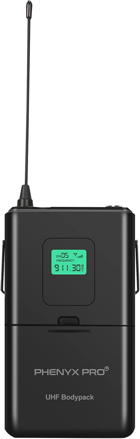 Phenyx Pro Wireless Bodypack Transmitter, 911.3MHz UHF Cardioid Pattern Wireless BodyPack Microphone, Fixed Frequency, 260 FT Range, for PTU-5000/PTU-4000 Series (PWB-5-911.3)