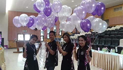 Image of AMFIN (Pack of 25) 10 inch Metallic Balloons Dark Purple, Light Purple and White for Birthday Decoration, Decoration for Weddings, Engagement, Anniversary - Dark Purple, Light Purple & White