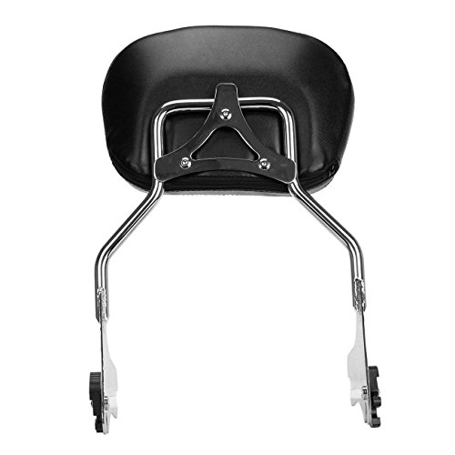 Ambienceo Sissy Bar Backrest Detachable Back Seat Cushion Pad For 1997-2008 Harley Touring Road King Flht,Chrome #TOP7