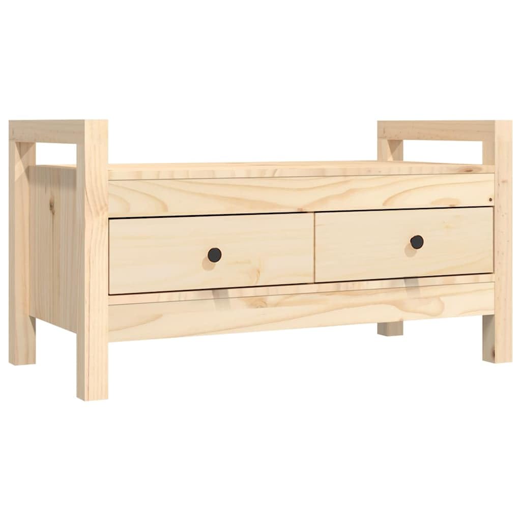 Ławka do przedpokoju 80x40x43 cm lite drewno sosnowe z 2 szufladami
