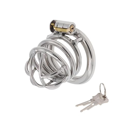 Cage à Pénis Jouets Sexuels pour l'Exercice du Pénis Masculin Chastity Cage Masculine en Métal avec Serrure Invisible et 2 Clés Cage de Chasteté pour La Contention Masculine (Large,45mm)