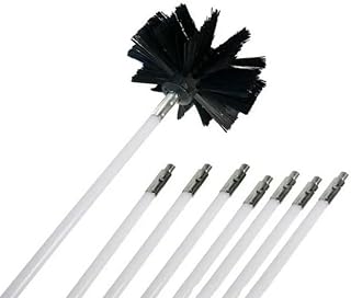 Top To Bottom Chimney Cleaning Brush 8 Rods + Brush Head Anti Fire Nylon Bristles Effective Smoke Duct & Chimney Cleaning Black