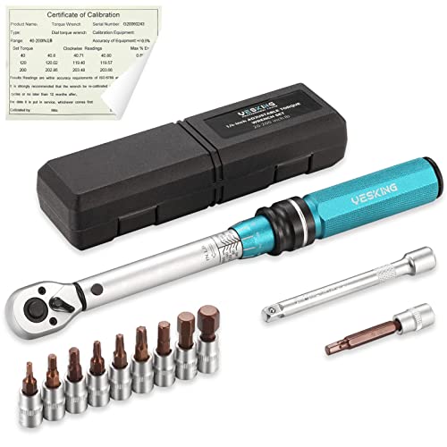 YESKING 1/4inch Drive Click Torque Wrench Set, 72tooth DualDirection