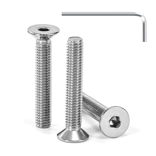 Tunejoy Vis à Tête Fraisée M5 x 30 mm Vis à Six Pans Creux en Acier Inoxydable A2 V2A à Tête Fraisée Hexagonale avec Clé Allen Filetage Complet 30 Pièces