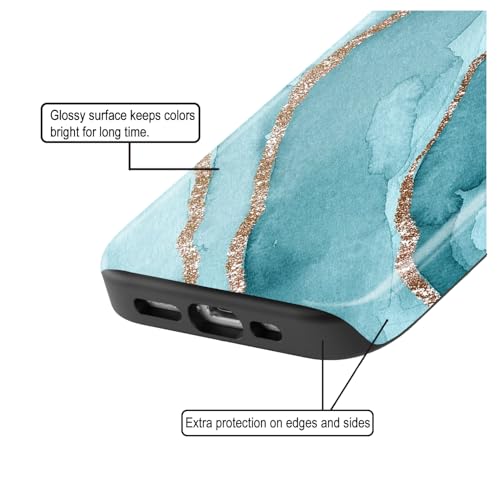Image of COLORflow Back Cover Compatible with Samsung Galaxy A71 | Beautiful Blue Marble Golden Stripes | Designer Printed Glossy Armoured Bumper Back Cover Compatible with Samsung Galaxy A71