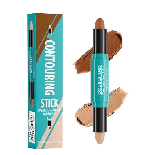 Contorno Maquillaje & Contouring - Barra 2 en 1 de Contorno e Iluminador Doble Punta, Crema Sculpting Universal con Tono Frío, Kit de Maquillaje de Viaje para Principiantes y Profesionales (#3, 24g)