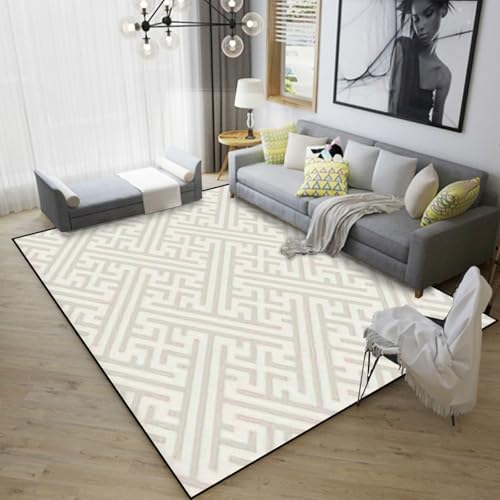 Tapis géométrique abstrait 3D texture premium douce pour décoration salon - 3