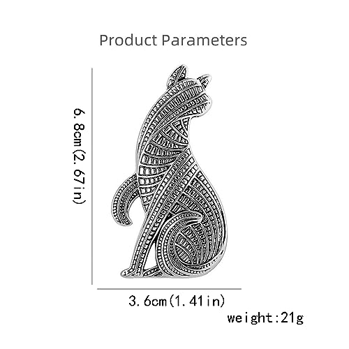 Image of Sitting Cat Brooch Pin for Women Girls Fashion Cute Textured Abstract Kitten Animal Brooches Lapel Pins Unisex Christmas Holiday Festival Hat Bag Suit Dress Accessories Jewelry Gift for Pet-lover