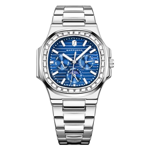 SAPPHERO Uhren Herren Quadratische Analog Armbanduhr 31M Wasserdicht Leuchtende Herren Quarz Chronograph Edelstahl Klassische Elegantes Geschenk Designer