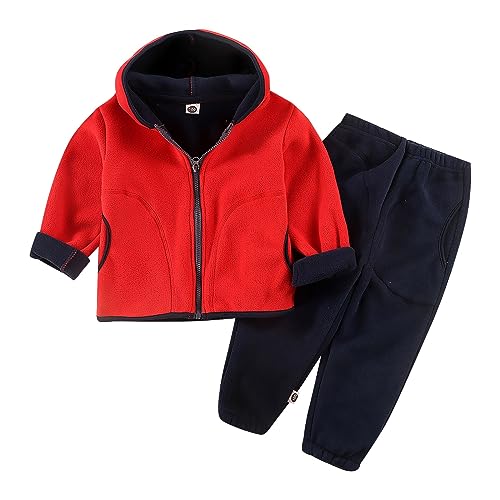 Toddler/Little Boys Boys Shaker Suit Long Sleeved Hooded Jacket Color Zipper Top + Solid Color Elastic Boy Gift