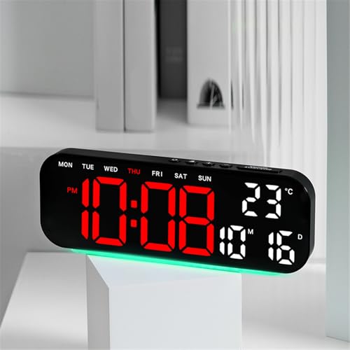 Reloj digital compacto con luz nocturna LED multicolor y alarma 4
