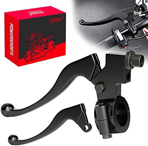 RUTU Left Dirt Bike Clutch Lever,7/8" Handlebars Parts for 50cc-125cc Dirt Bikes - Aluminum Motorcycle Clutch Lever Replacement with Zinc Cable Adjuster & Lock Nut,Includes Spare Lever - Black