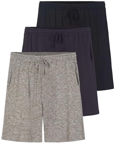 Image of 3 Pack Men's Pajama Shorts Sleep Lounge Casual PJ Comfy Cooling Pockets | Available In Big & Tall, Soft, Stretchy, Breathable, Elastic Waist, Athletic, Gym, Workout, Sweat, Summer, Night, Bottoms