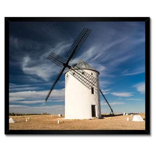 Poster moulin blanc cadre blanc 50x40 cm décoration murale moderne pour salon élégant