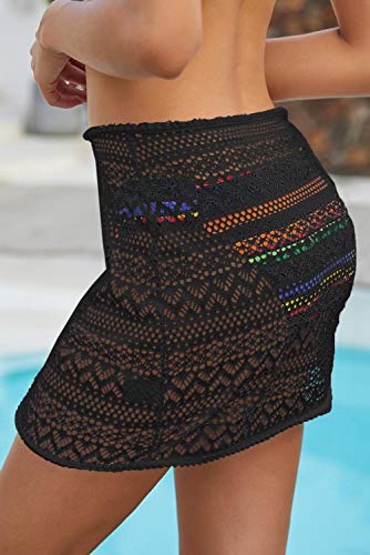 lime flare Women Sexy Hollow Out Sheer Beach Swim Skirt Pareo Canga Bikini Swimsuit Bottoms Cover up Sarong Wrap (one-size, Black Crochet Short) - Image 6