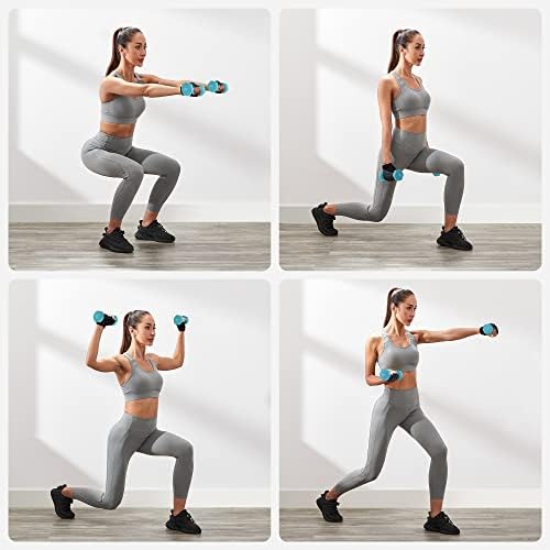 SONGMICS Hex Dumbbells Set with Stand - 2 x 1 kg, 2 x 2 kg, 2 x 3 kg, Neoprene Matte Finish, Hand Weights for Home Exercise