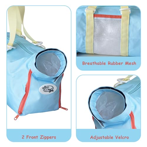 Image of Cinf Cat Nail Clipping Cleaning Grooming Restraint Bag (Free Muzzle) No Scratching Biting for Bathing Nail Trimming Injecting Examining((Sky Blue Citrus,M)