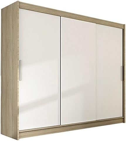 Ye Perfect Choice Modern Wardrobe Bedroom 3 Sliding Door Large Wardrobe Notsa 2 Width 250cm (Black, With Carrying Service) 250ANBL00005