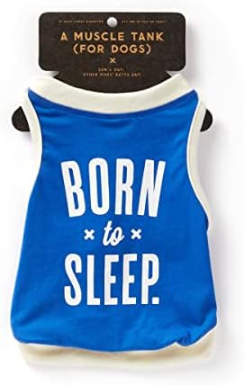 Brass Monkey Born to Sleep Dog Tank; Pre-Shrunk Cotton Pet Muscle Tank; X-Small (14" Chest); Cute Dog Accessories with Eye-Catching Design