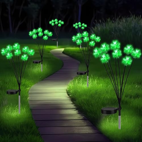 St. Patrick's Shamrock Pathway Lights, Solar Garden Decor