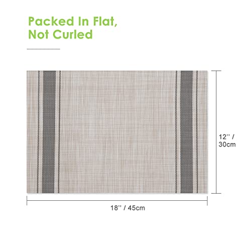 Lucas Forest Kitchen Placemat Set 4, Vinyl Table Protector Dining Dish Desk Mat Heat Resistant Wipeable Square Plastic Patio Pad 18x12 Inch (4Pcs, Grey) - Thumbnail 4