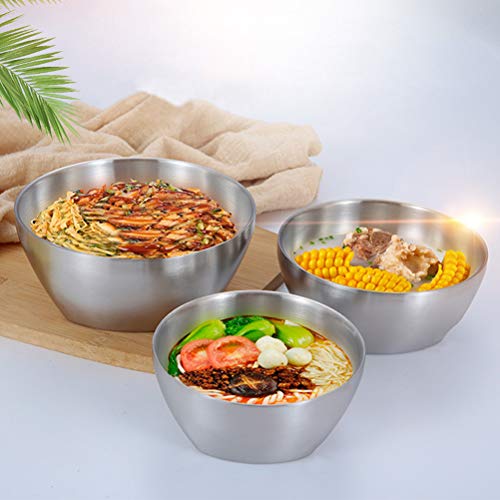 Tigela de Aço Inoxidável 304 Tigela de Isolamento Duplo Utensílios Domésticos Tigela de Macarrão Ins