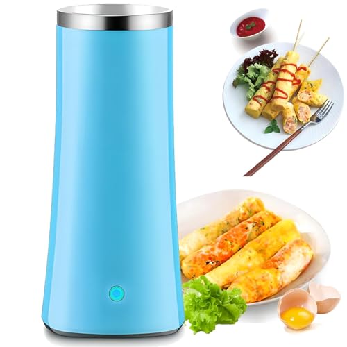 Electric Egg Roll Maker, Hot Dog Roll Machine, Omelette Maker with Stainless Steel Non Stick & 9 Minutes Cooking Automatic Rising, Egg Boiler Sausage Machine Cooker Breakfast blue