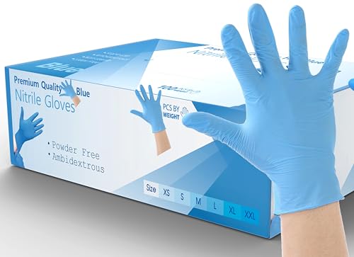 1000 Disposable Gloves Medium Blue Nitrile Examination Gloves Medical, Food, Care, Mechanical, Industrial, Hair & Beauty, Janitorial, Multipurpose-Powder Free (1000 Gloves, Medium)