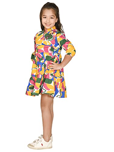Image of LILPICKS Girls All Over Printed Fit n Flare Dress (Multi)