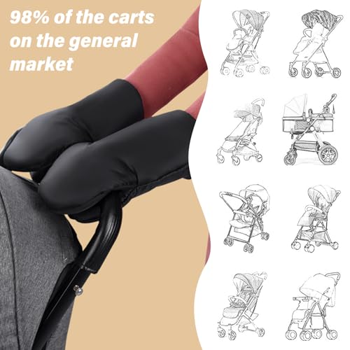 Handwärmer Kinderwagen, 2 Paar Handwärmer für Kinderwagen Wasserdicht Winddicht Warm Weiche Plüsch Innenseite Kinderwagen Handwärmer Universal, Buggy Atmungsaktiv Winter Zubehör für Eltern