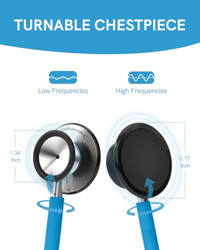 FriCARE Dual Head Stethoscope - Stethoscopes for Nurses, Medical Nursing Students, Paramedics/EMT/LVN/VNA Backup Estetoscopio, Smooth Bright Blue Tube, Stainless Steel Chestpiece