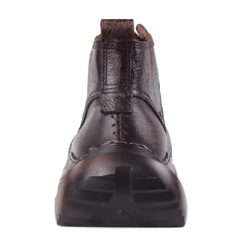 Image of OSSTONE Vintage Fashion Sneakers for Men lace-up Leather Retro Moto Chukka Boots Casual Shoes OS-5008-S-1-US-R