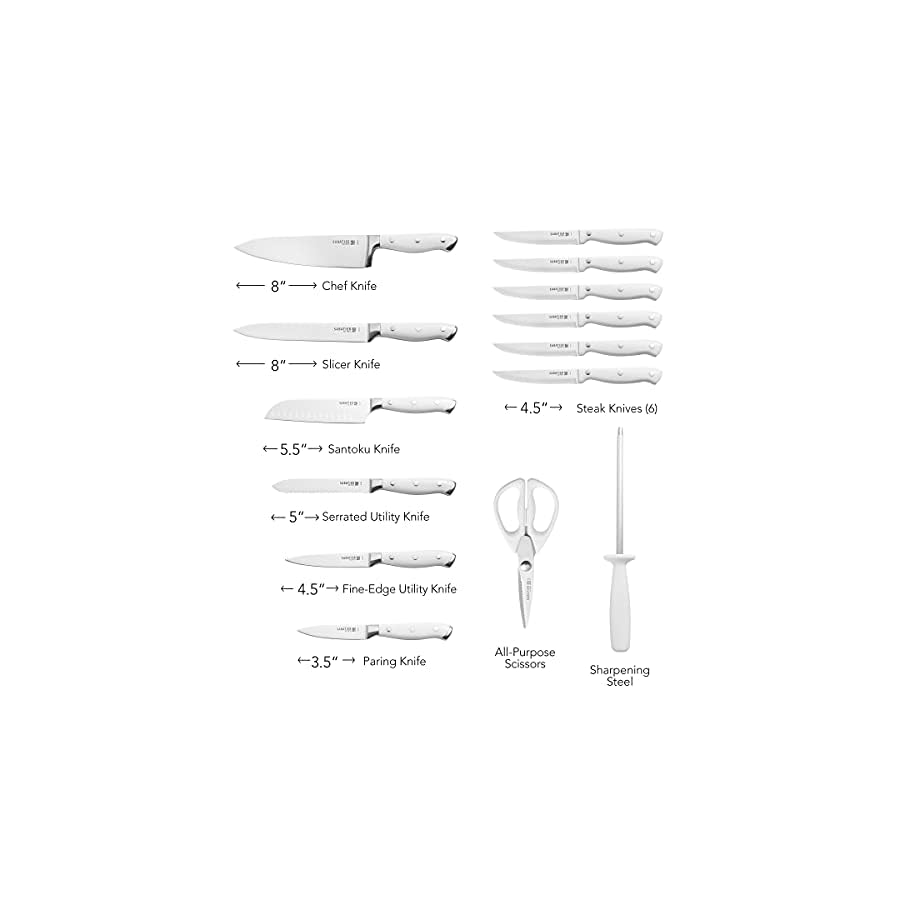 Sabatier-15-Piece-Forged-Triple-Rivet-Knife-Block-Set-High-Carbon-Stainless-Steel-Kitchen-Knives-Razor-Sharp-Knife-set-with-Acacia-Wood-Block-White-Handles Sabatier 15-Piece Forged Triple Rivet Knife Block Set, High-Carbon Stainless Steel Kitchen Knives, Razor-Sharp Knife set with Acacia Wood Block, White Handles