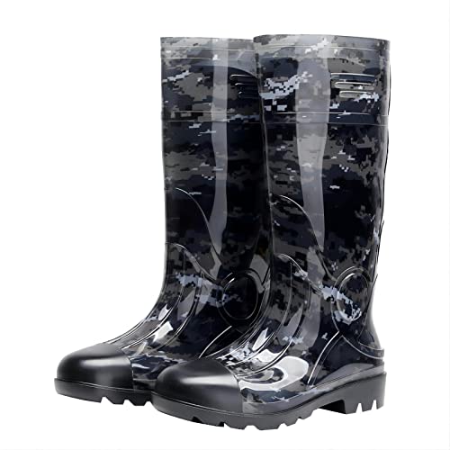 Image of Man Knee High Rubber Rainboots Camo Waterproof Rubber Boots for Garden Man Rain Footwear Size