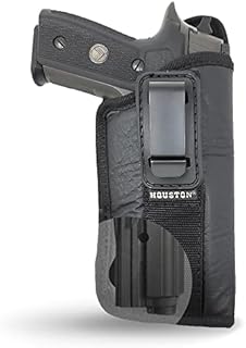 Houston Gun Holsters IWB TUCKABLE Holster by - ECO Leather Concealed for Protection FITS Most Mid & Full Sizes, Like GLK 17 / 22, 19 23 with Laser O Flashlight (Right), CHPT-57BXL, Black