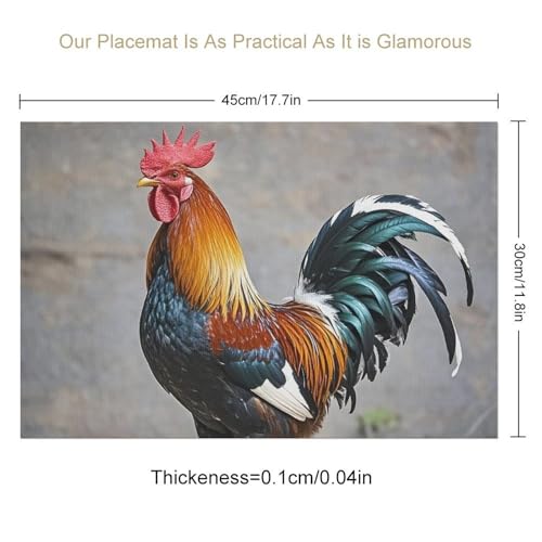 Sets de table imprimés coq résistants à la chaleur et lavables - 3